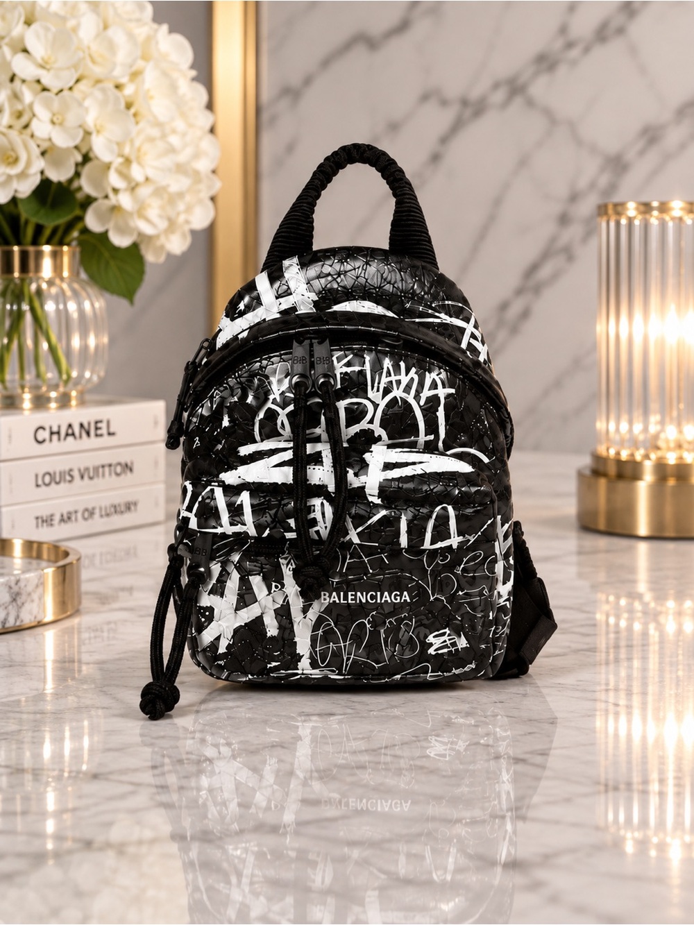 Balenciaga Leather Graffiti Mini Backpack Crossbody Like New Full Inclusion